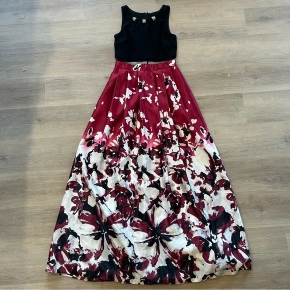 strapless open back dress Betsy & Adam Ruffle Prom Dress A25047